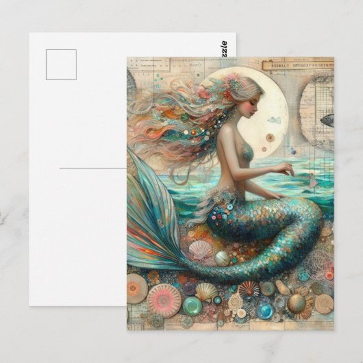 Zeemeermin Collage Briefkaart (Voorkant / Achterkant)