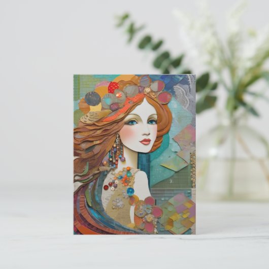 Zeemeermin collage Briefkaart (Staand voorkant)