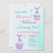 Zeemeermin Cupcake Verjaardag Uitnodiging Zeemeerm (Voorkant)