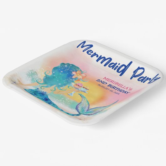 Zeemeermin Cupcakes Tropisch Strand Meisje Verjaar Papieren Bordje (Gebogen)