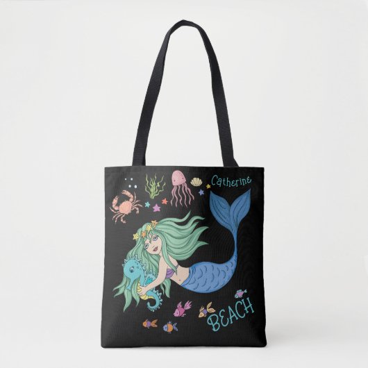 Zeemeermin Custom Beach Tote Bag (Voorkant)