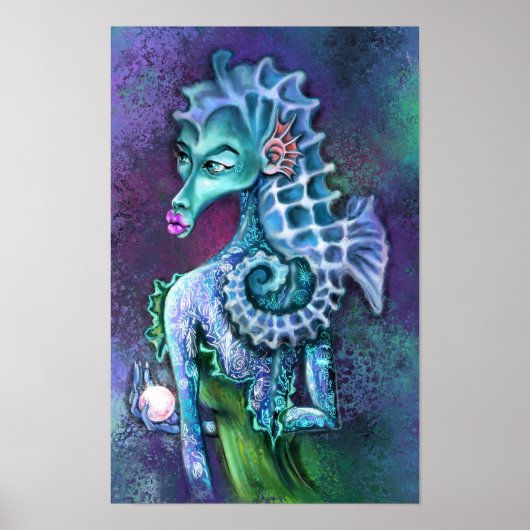 Zeemeermin Dames Fantasie Poster Print - Schilderi (Voorkant)