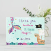 Zeemeermin Dank u Kaarten, Zeemeermin Verjaardagsk Kaart (Staand voorkant)