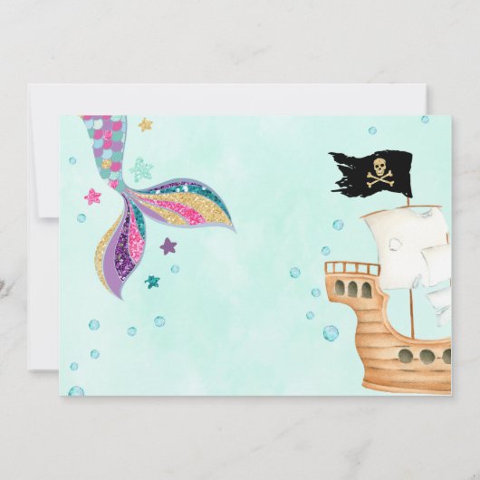Zeemeermin Dank u Kaarten, Zeemeermin Verjaardagsk Kaart (Achterkant)