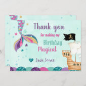 Zeemeermin Dank u Kaarten, Zeemeermin Verjaardagsk Kaart (Voorkant / Achterkant)