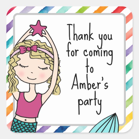 Zeemeermin dank u stickers gunsttas (Voorkant)