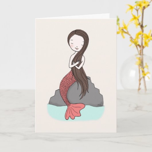 Zeemeermin Denken Aan U Kaart Zeemeermin Liefdeska (Gele Bloem)