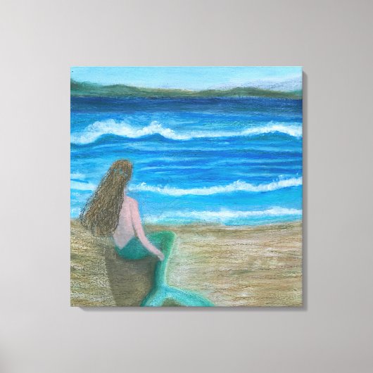 Zeemeermin die de golven overpeinst canvas afdruk (Voorkant)