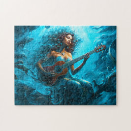 Zeemeermin die gitaar speelt onderwater fantasiesc legpuzzel