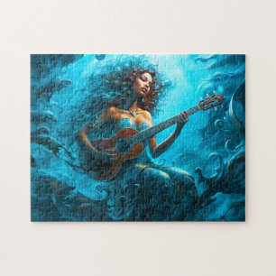 Zeemeermin die gitaar speelt onderwater fantasiesc legpuzzel