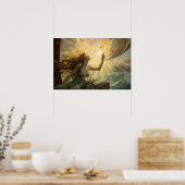 Zeemeermin die het zonne-poster viert poster (Keuken)