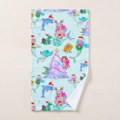 Zeemeermin die Kerstmis vieren met vrienden Bad Handdoek (Handdoek)