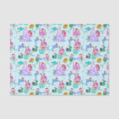 Zeemeermin die Kerstmis vieren met vrienden Tissuepapier (Voorkant)