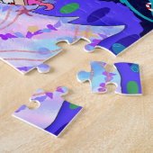 Zeemeermin die Kerstmis viert in zeegrot Legpuzzel (Zijkant)