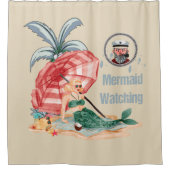 Zeemeermin die kijkt - zomer op strand douchegordijn (Voorkant)