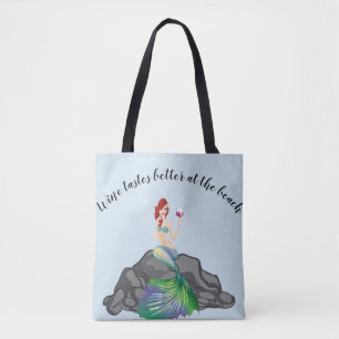 Zeemeermin die wijn drinkt smaakt beter op het str tote bag