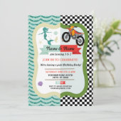 Zeemeermin & Dirt Bike Joint Boy Meisje Verjaardag Kaart (Staand voorkant)