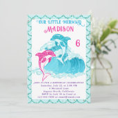 Zeemeermin Dolfijn Blauw Zee Ocean Aqua Verjaardag Kaart (Staand voorkant)
