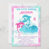 Zeemeermin Dolfijn Blauw Zee Ocean Roze Verjaardag Kaart (Voorkant)