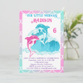 Zeemeermin Dolfijn Blauw Zee Ocean Roze Verjaardag Kaart (Staand voorkant)