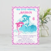 Zeemeermin Dolfijn Blauw Zee Ocean Roze Verjaardag Kaart (Staand voorkant)