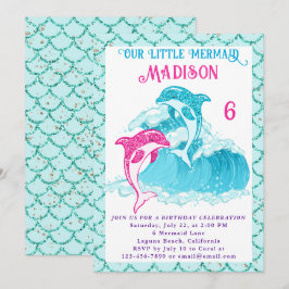 Zeemeermin Dolfijn Blauwe Zee Oceaan Aqua Verjaard Kaart