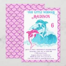 Zeemeermin Dolfijn Blauwe Zee Oceaan Roze Verjaard