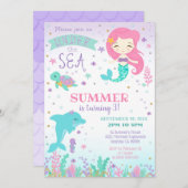 Zeemeermin Dolfijn Uitnodiging - Onder de Zee (Voorkant / Achterkant)