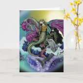 Zeemeermin&Dolfijn~wenskaart Kaart (Gele Bloem)