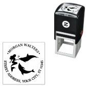 Zeemeermin, Dolfijnen Silhouet Naam Retouradres Zelfinktende Stempel (In situ)