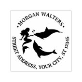 Zeemeermin, Dolfijnen Silhouet Naam Retouradres Zelfinktende Stempel (Design)