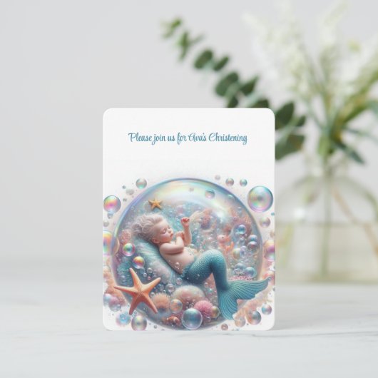 Zeemeermin doop kaart (Staand voorkant)