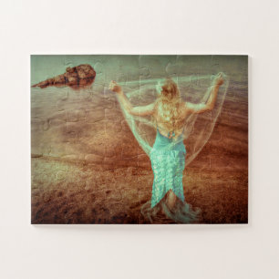 Zeemeermin door het Zee  Blauwgroen bruine kunstku Legpuzzel