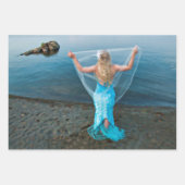 Zeemeermin door het Zee Blue Nautical Etheral Inpakpapier Vel (Voorkant)