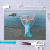 Zeemeermin door het Zee Blue Nautical Etheral Tissuepapier (Craft)