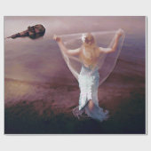 Zeemeermin door het Zee Paarse nichtretro Cadeaupapier (Vlak)