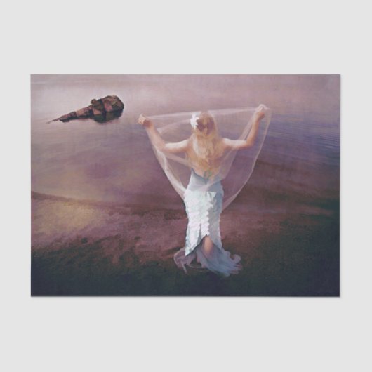 Zeemeermin door het Zee Paarse nichtretro Tissuepapier (Voorkant)