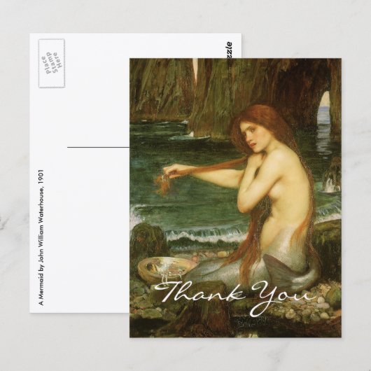 Zeemeermin door John William Waterhouse Briefkaart (Voorkant / Achterkant)