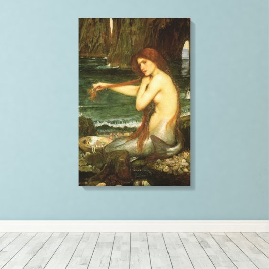Zeemeermin door John William Waterhouse Canvas Afdruk (Insitu (Houten vloer))