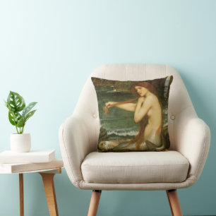 Zeemeermin door John William Waterhouse Kussen