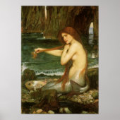 Zeemeermin door John William Waterhouse Poster (Voorkant)