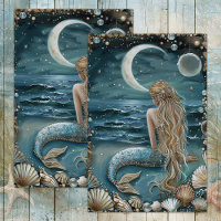 ZEEMEERMIN DOOR MAANLICHT DECOUPAGE TISSUEPAPIER