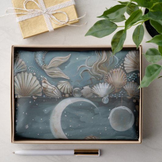 ZEEMEERMIN DOOR MAANLICHT DECOUPAGE TISSUEPAPIER (Geschenk)