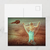 Zeemeermin door Zee  Blauwgroen bruin Briefkaart (Voorkant / Achterkant)