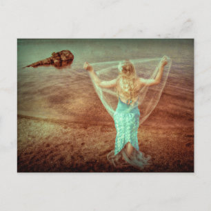 Zeemeermin door Zee  Blauwgroen bruin Briefkaart