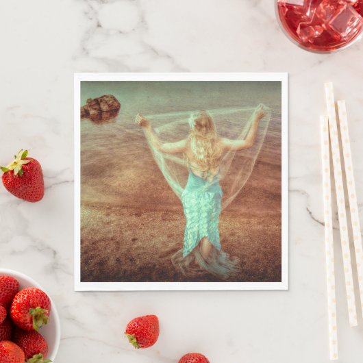 Zeemeermin door Zee  Blauwgroen bruin Servet (Insitu)