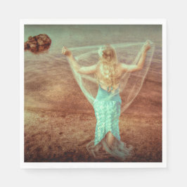 Zeemeermin door Zee  Blauwgroen bruin Servet