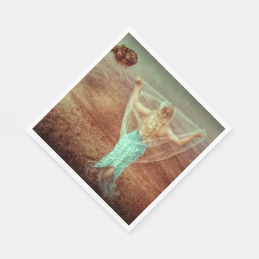 Zeemeermin door Zee  Blauwgroen bruin Servet (Hoek)