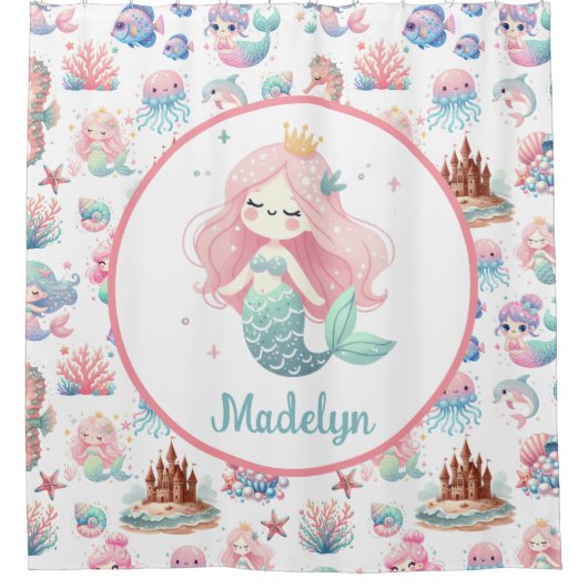 Zeemeermin Douchegordijn Zeemeermin Badkamer Decor (Voorkant)