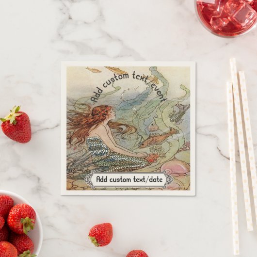  zeemeermin Dover onder het Zee Custom Party Servet (Insitu)
